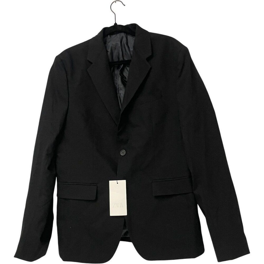 Zara Mens Suit Jacket Blazer EU 50 US 40 40R Black single breasted 4456/999 NWT